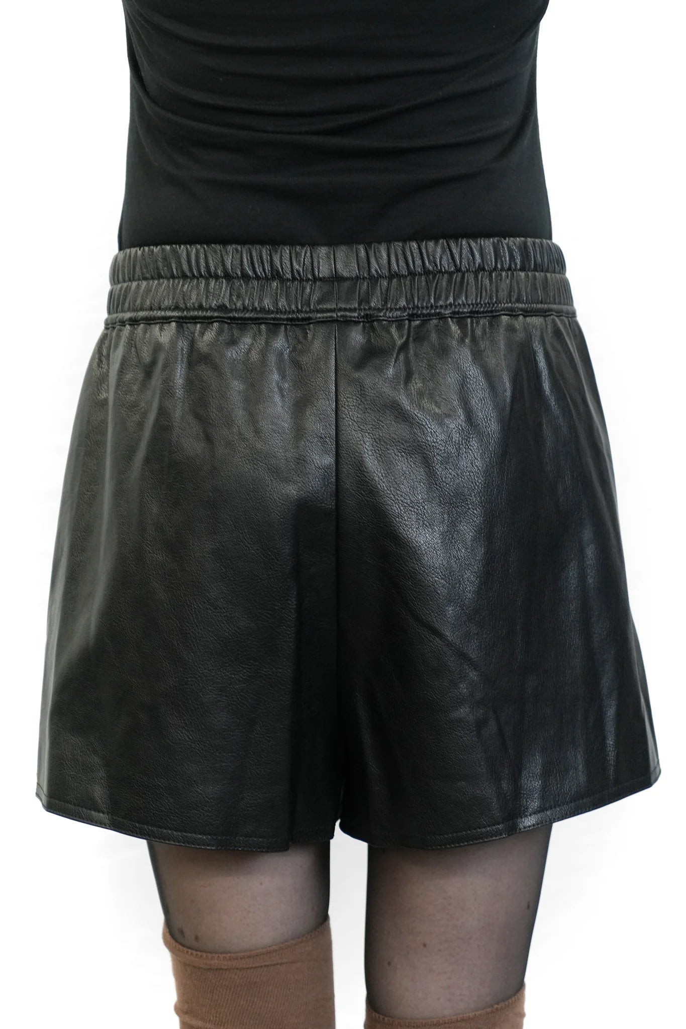 PU leather elastic waist shirt