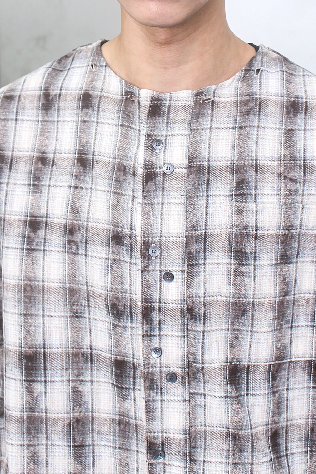 Dual-check shirt Fade Brown