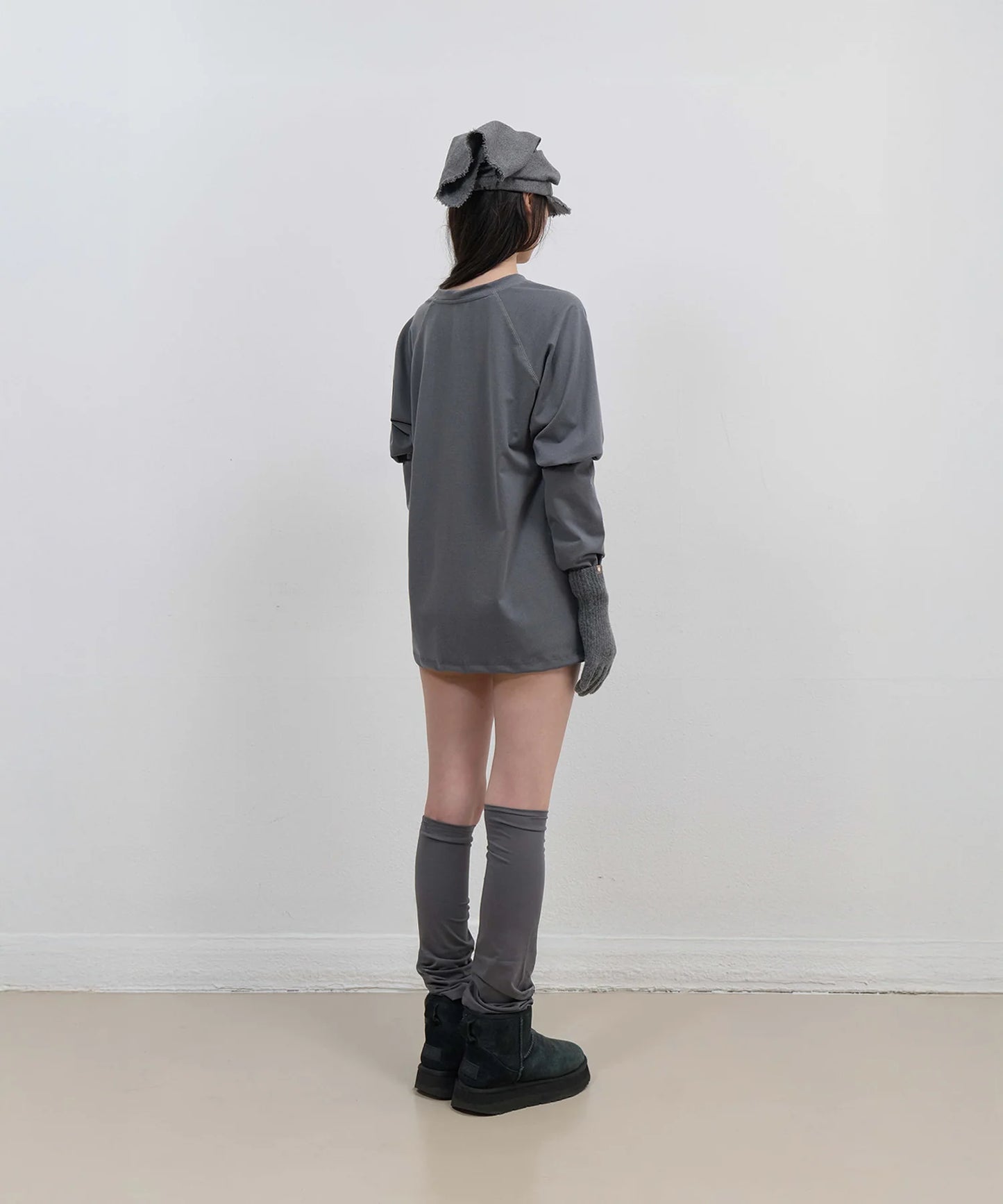 MESH BAND PUFF SLEEVE - CHARCOAL