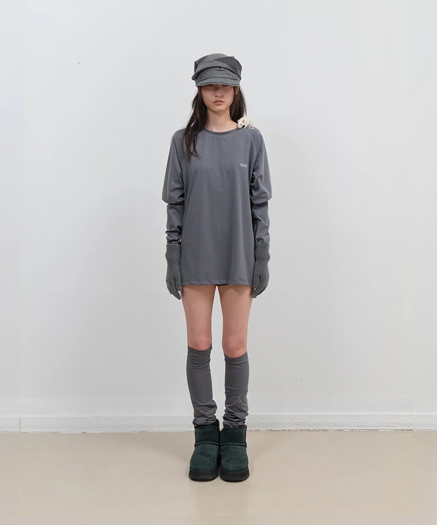 MESH BAND PUFF SLEEVE - CHARCOAL