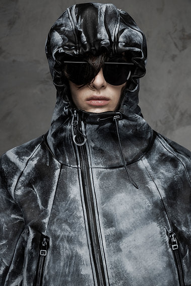 Vegan leather asym zip jacket