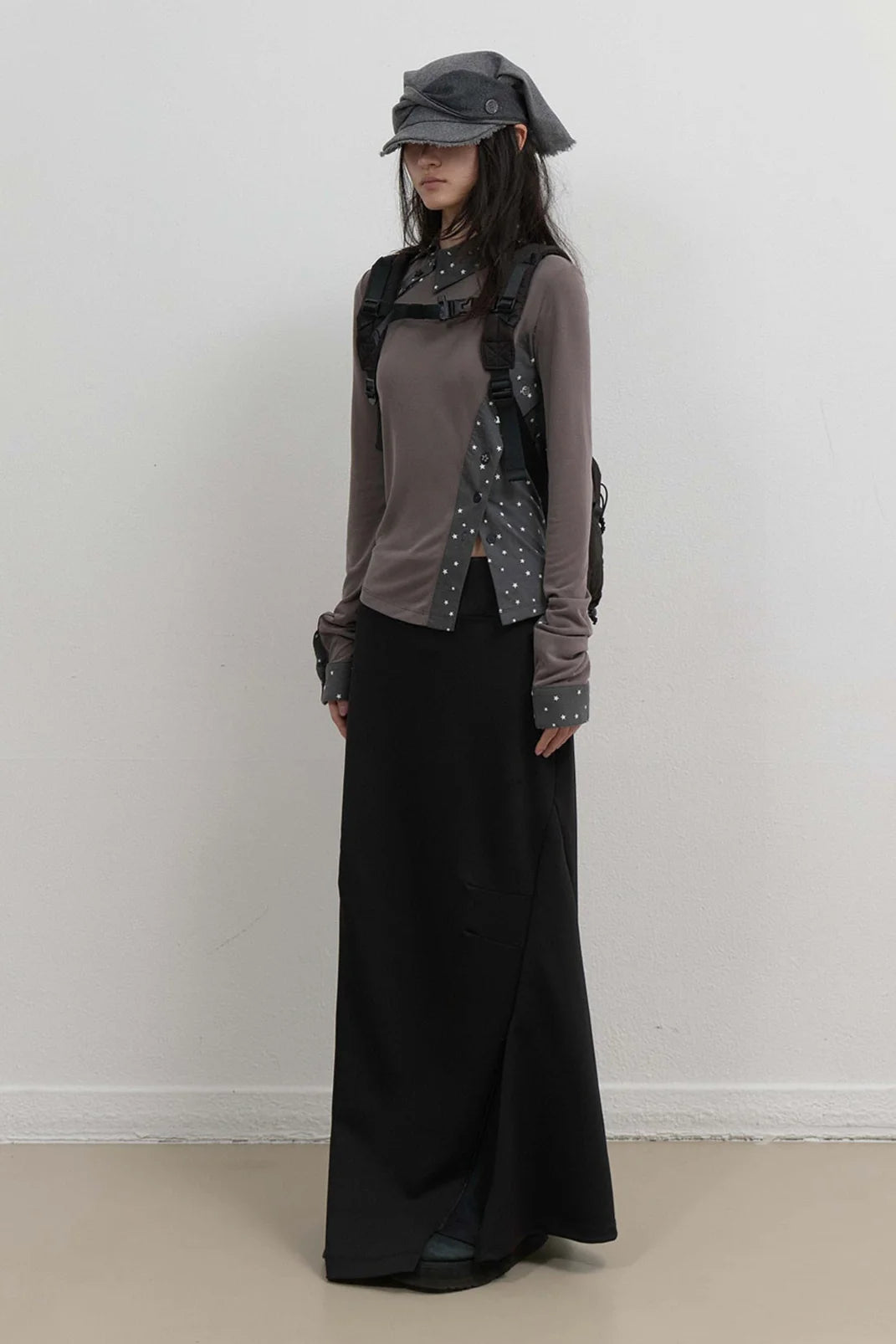 ASYMMETRIC MERMAID JERSEY SKIRT - BLACK