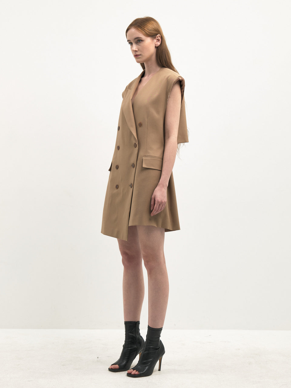 Signature backslit sleeveless dress