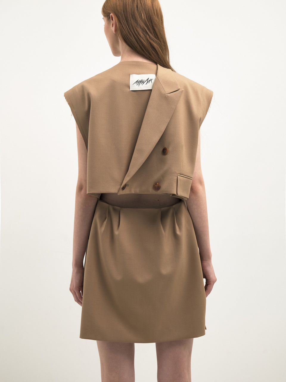 Signature backslit sleeveless dress