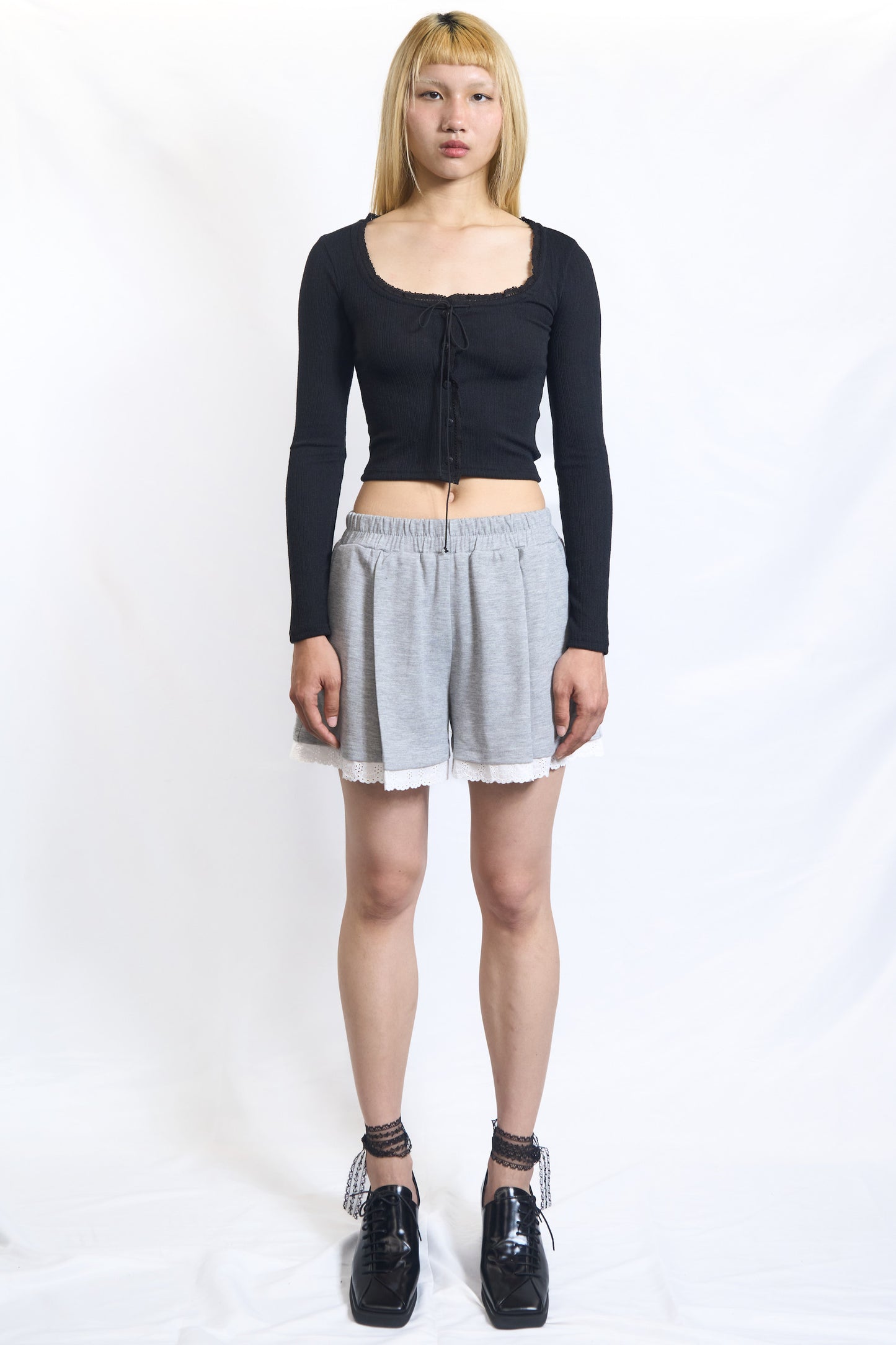 Lace-Trim Ribbed Crop Top