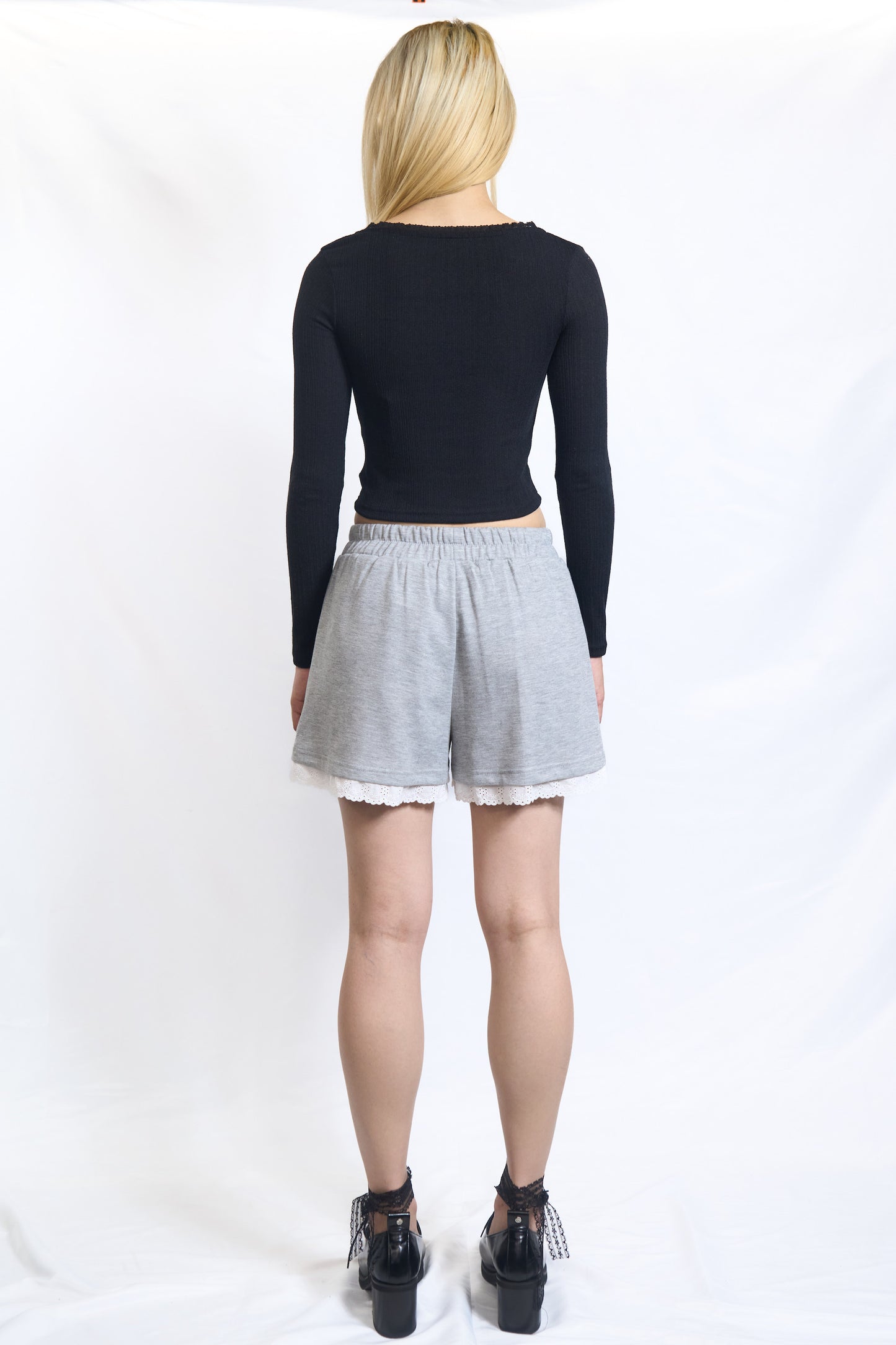 Lace-Trim Ribbed Crop Top