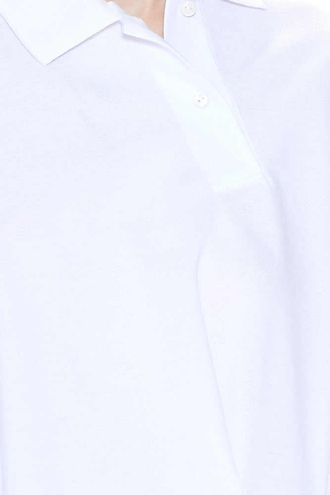 Oversized Asymmetric Wide Polo Top White