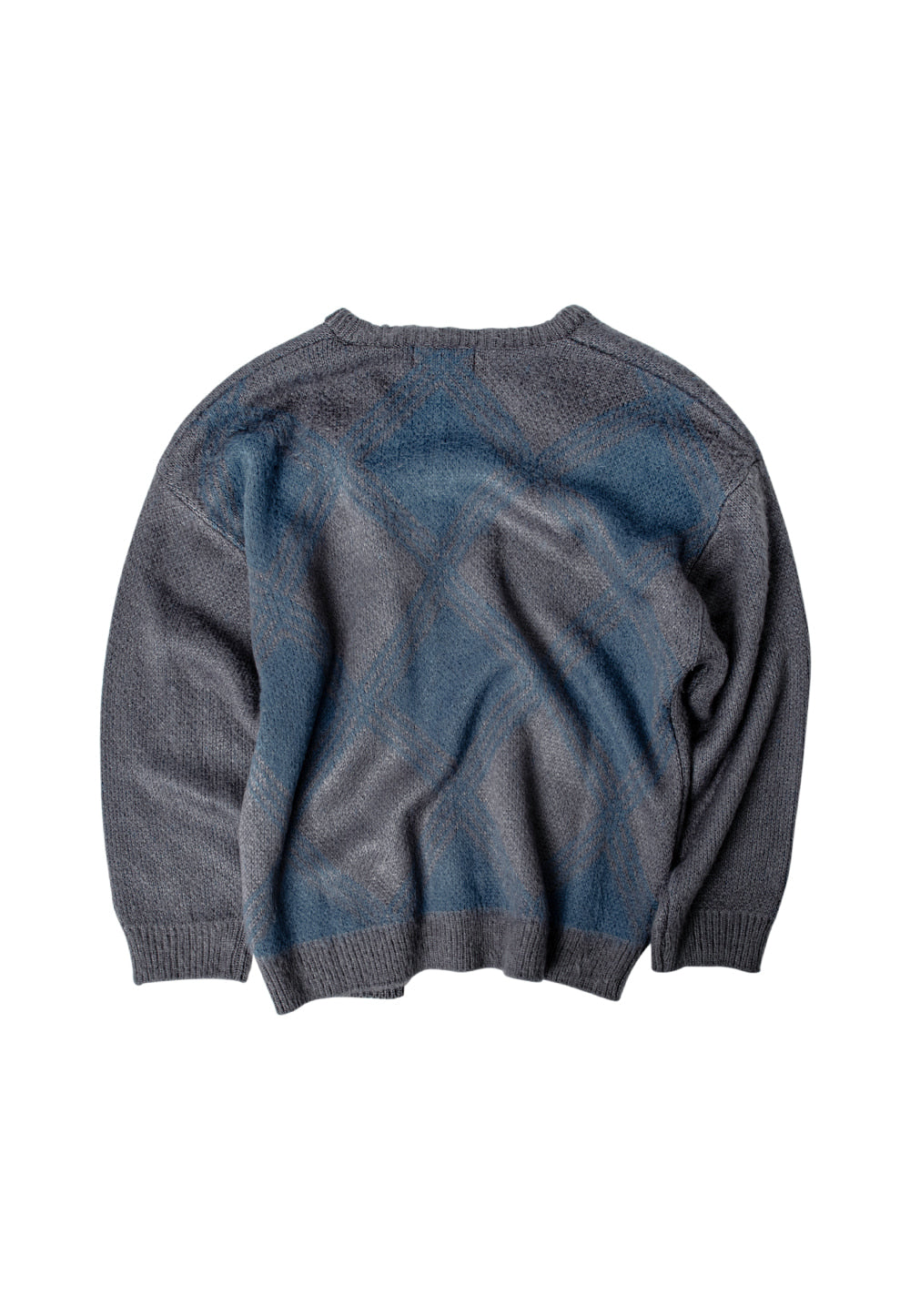 Check brushed cardigan grey