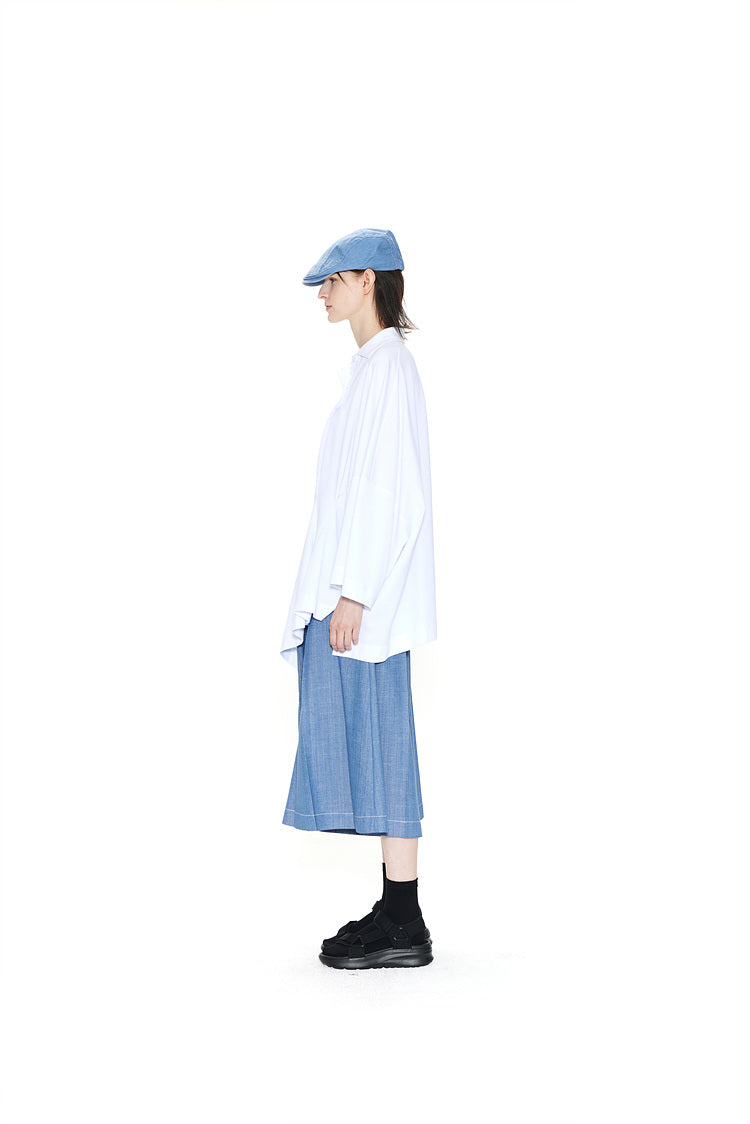 Oversized Asymmetric Wide Polo Top White