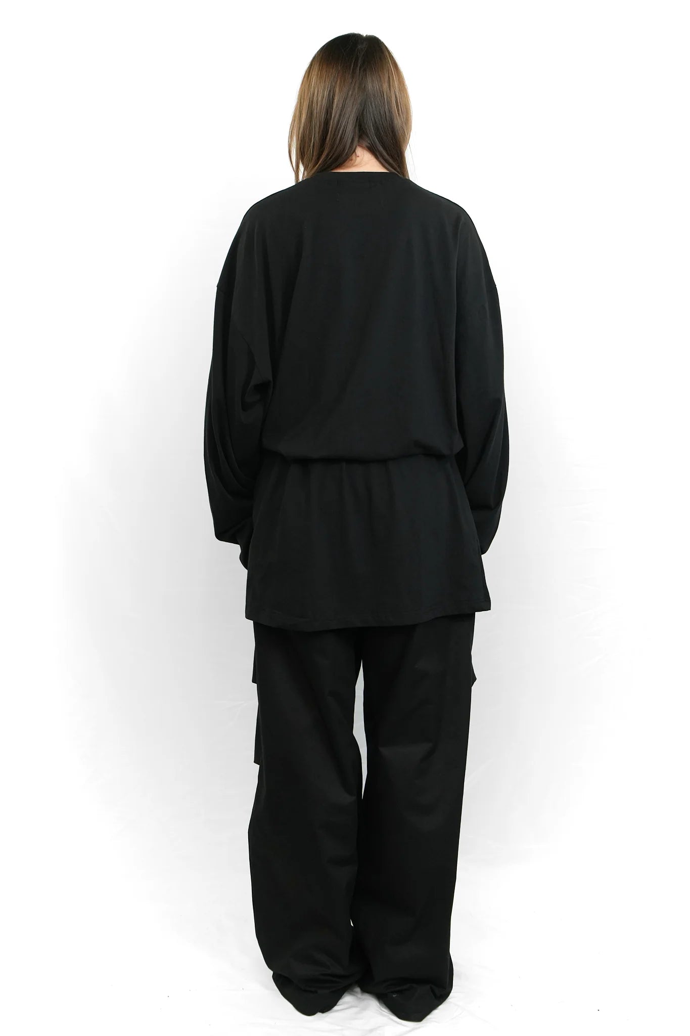 Black oversized long-sleeve top