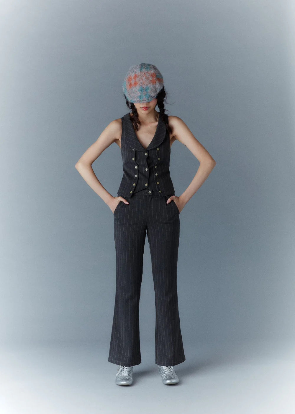 Pinstripe mock two-piece waistcoat