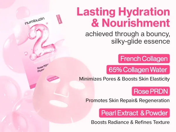 NUMBUZIN No.2 Rose PDRN Collagen Plumping Sheet Mask 5ea