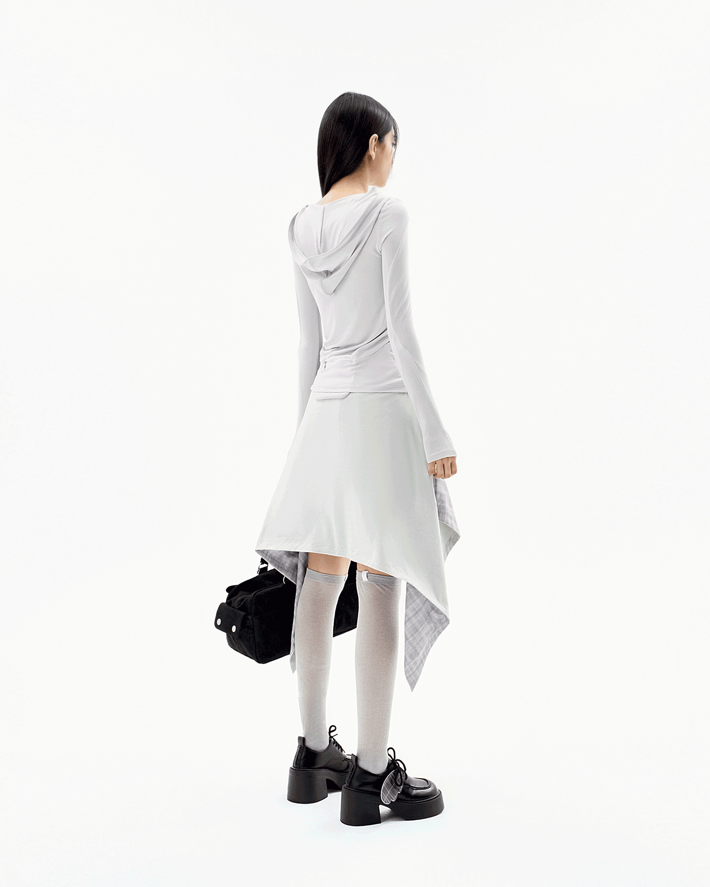 Multi panel Pleats Skirt Warm Grey