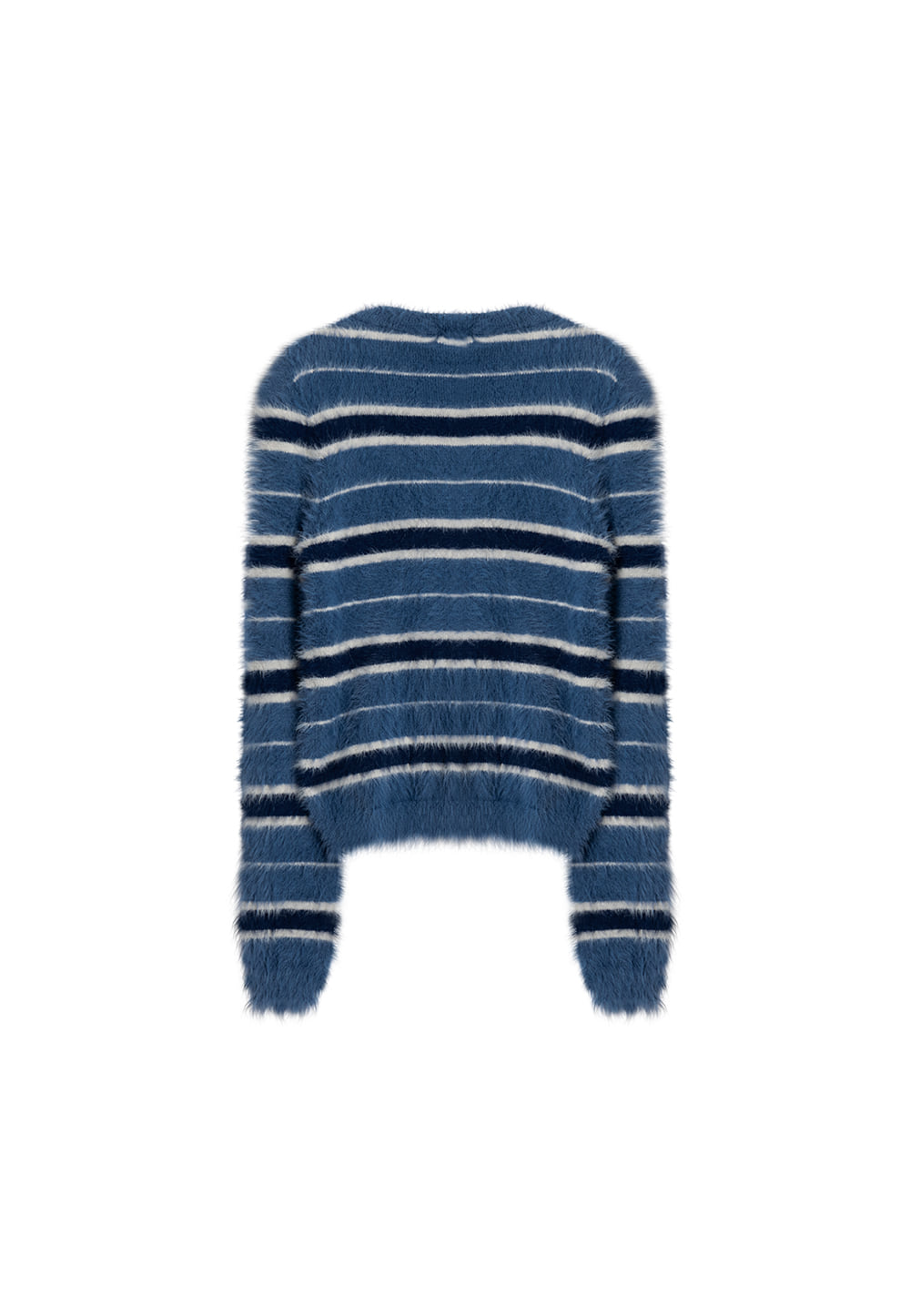 Stripe brushed slim line cardigan blue