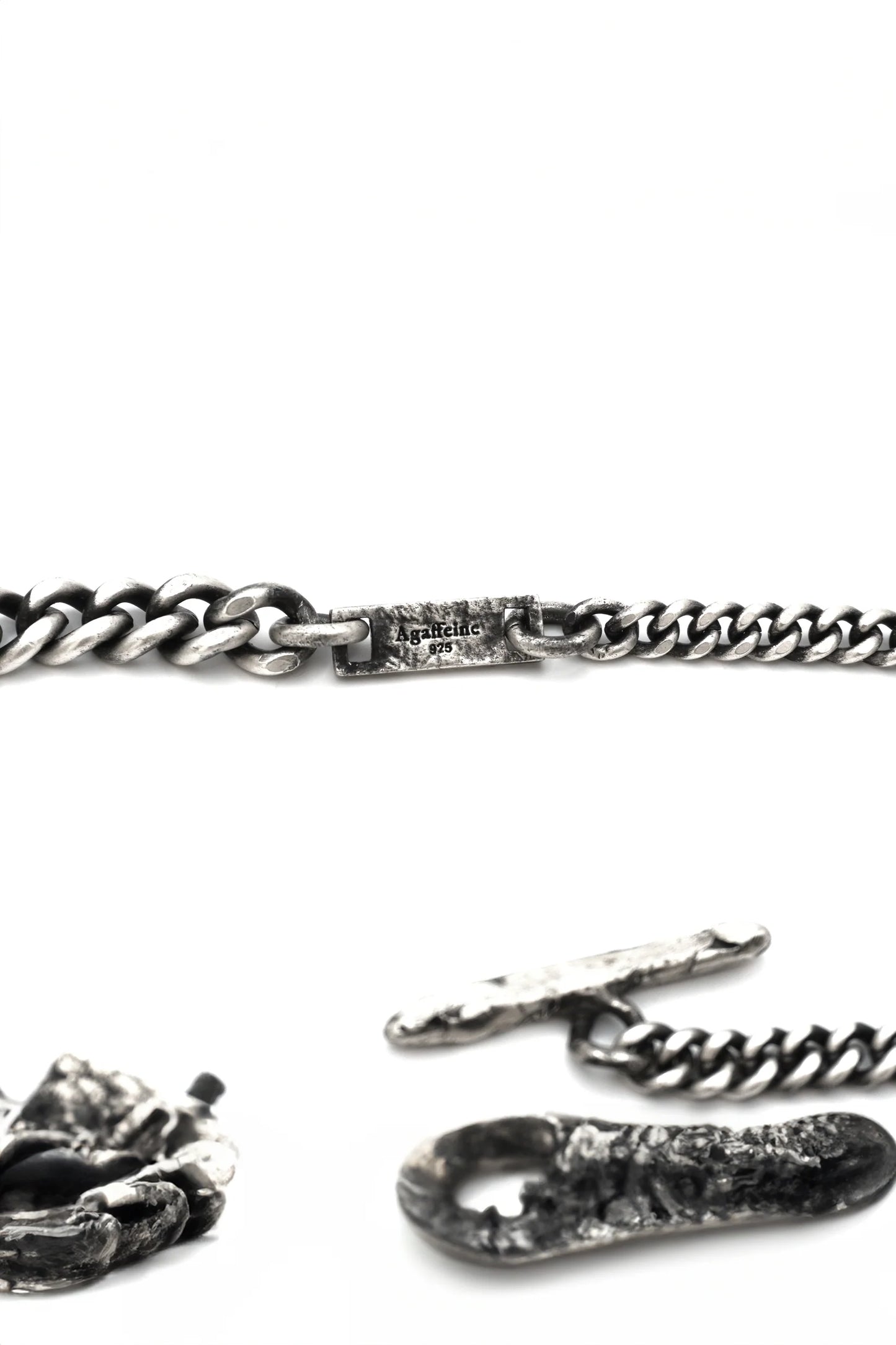 Silver leather buckle chain necklace