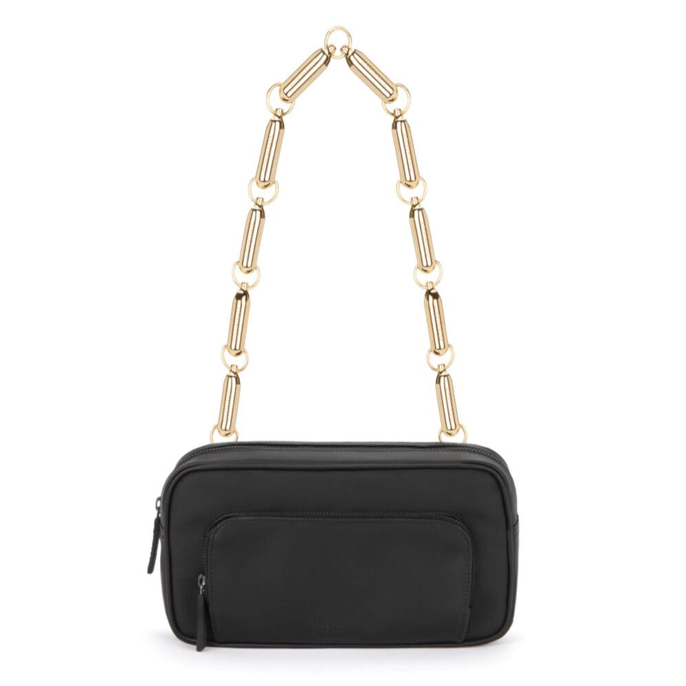 N₂O bum bag black vegan leather / gold