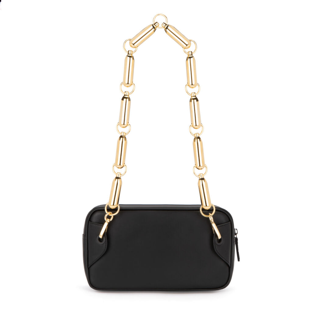 N₂O bum bag black vegan leather / gold