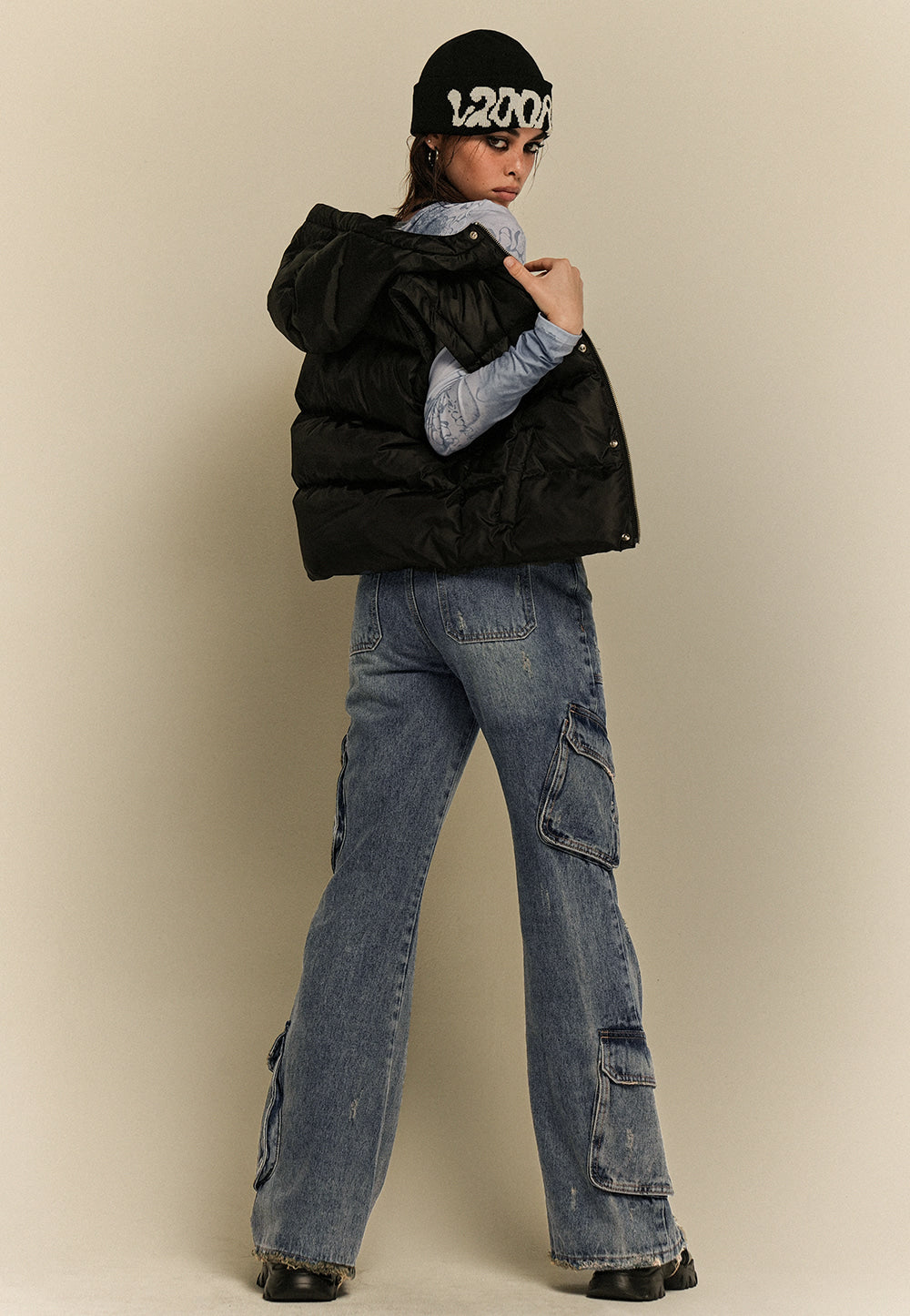 Cloud short padding vest black