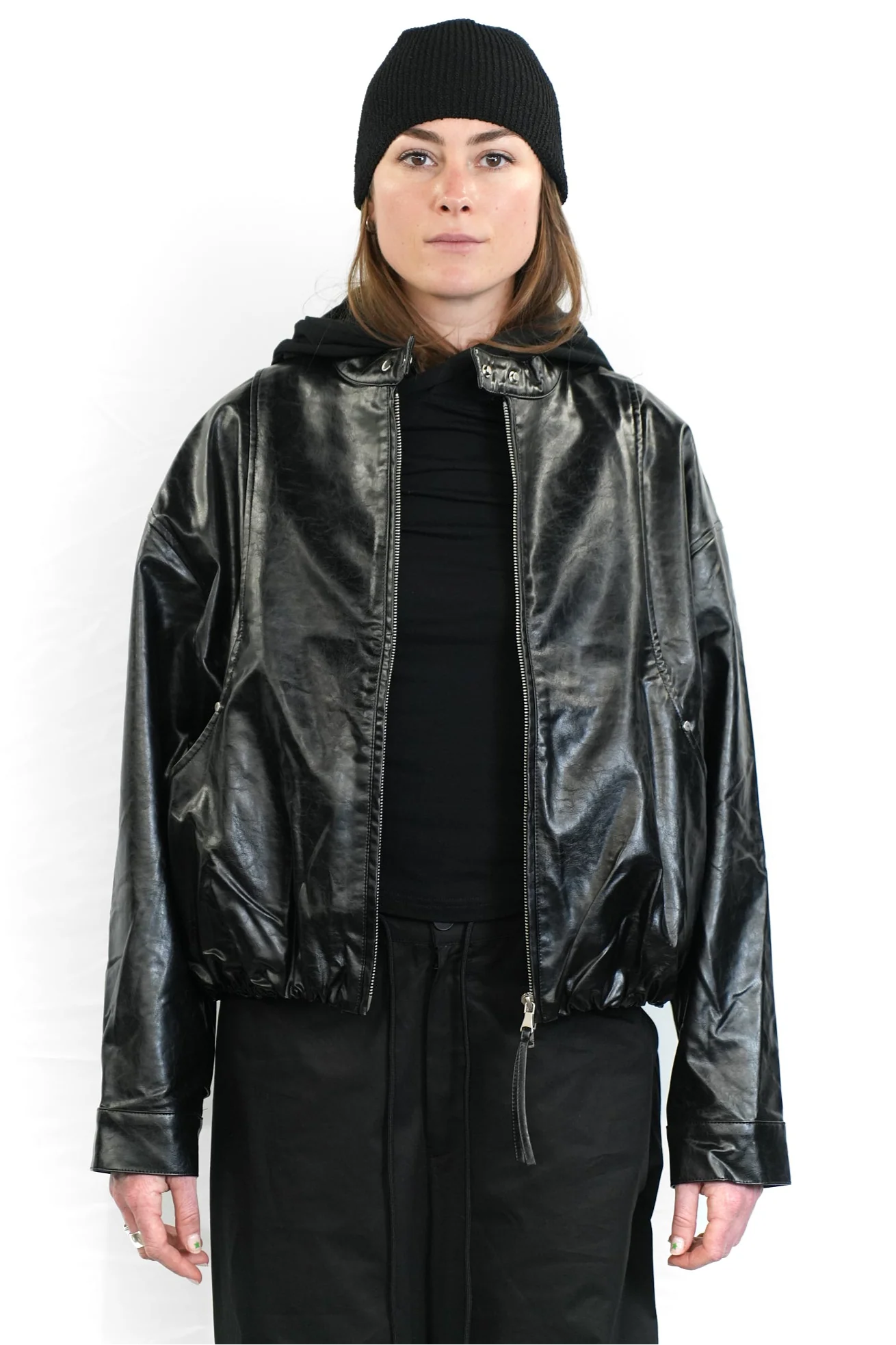 Black glossy PU jacket