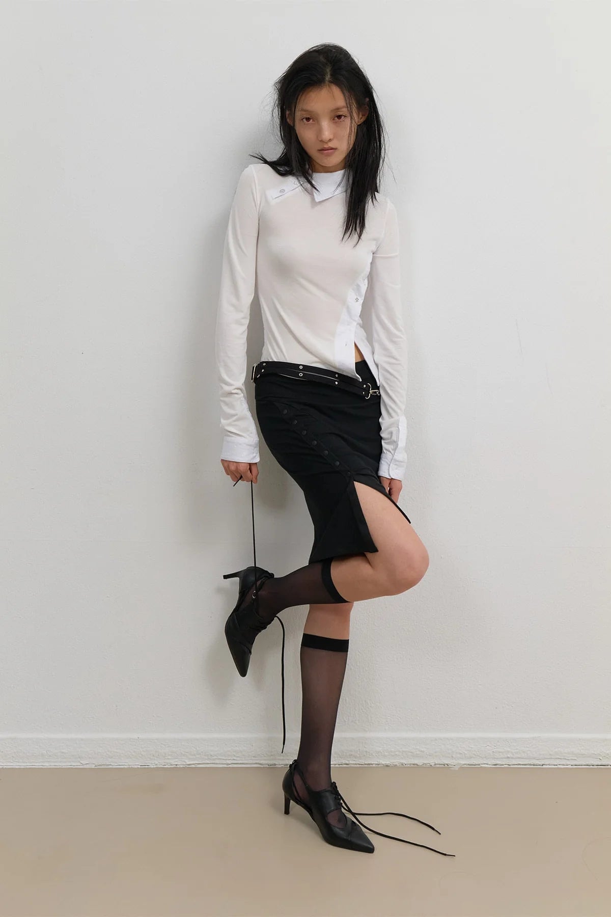 STARCUT JERSEY COLLAR TEE - OFF WHITE