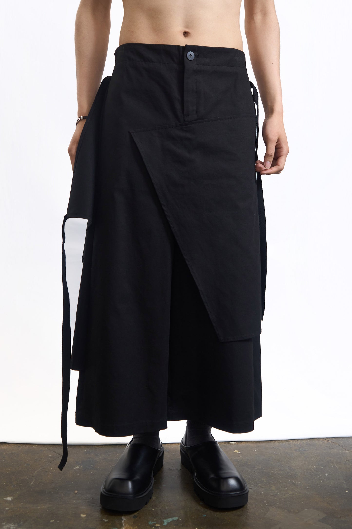 Wrap Front Wide-Leg Pants