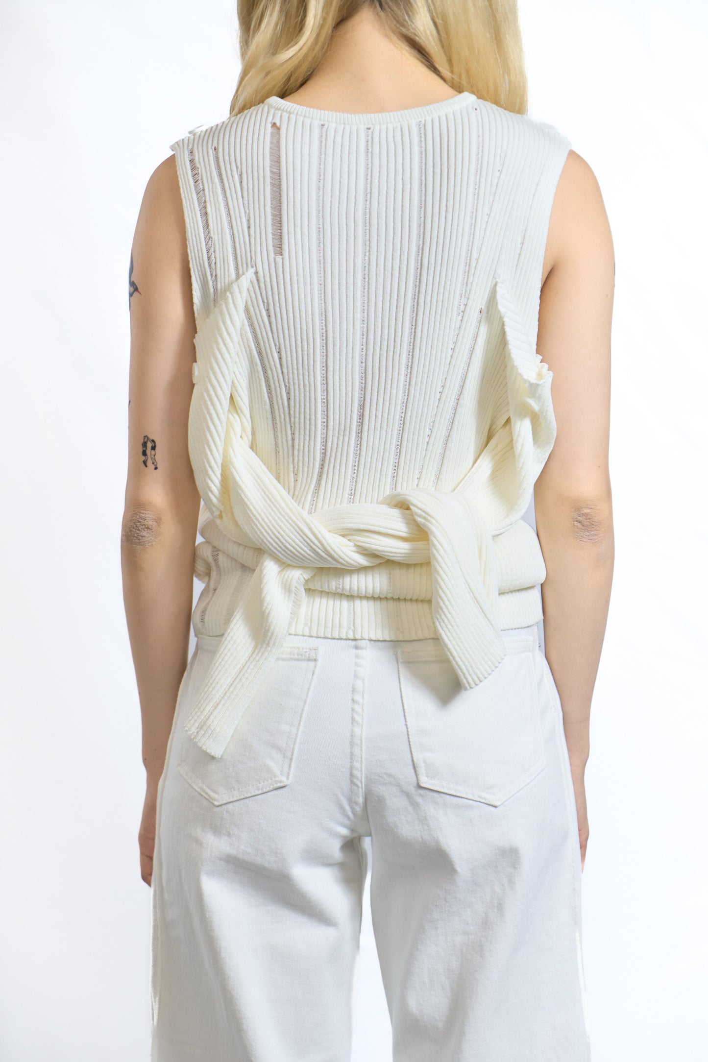 Deconstructed Sleeve Knit Ivory