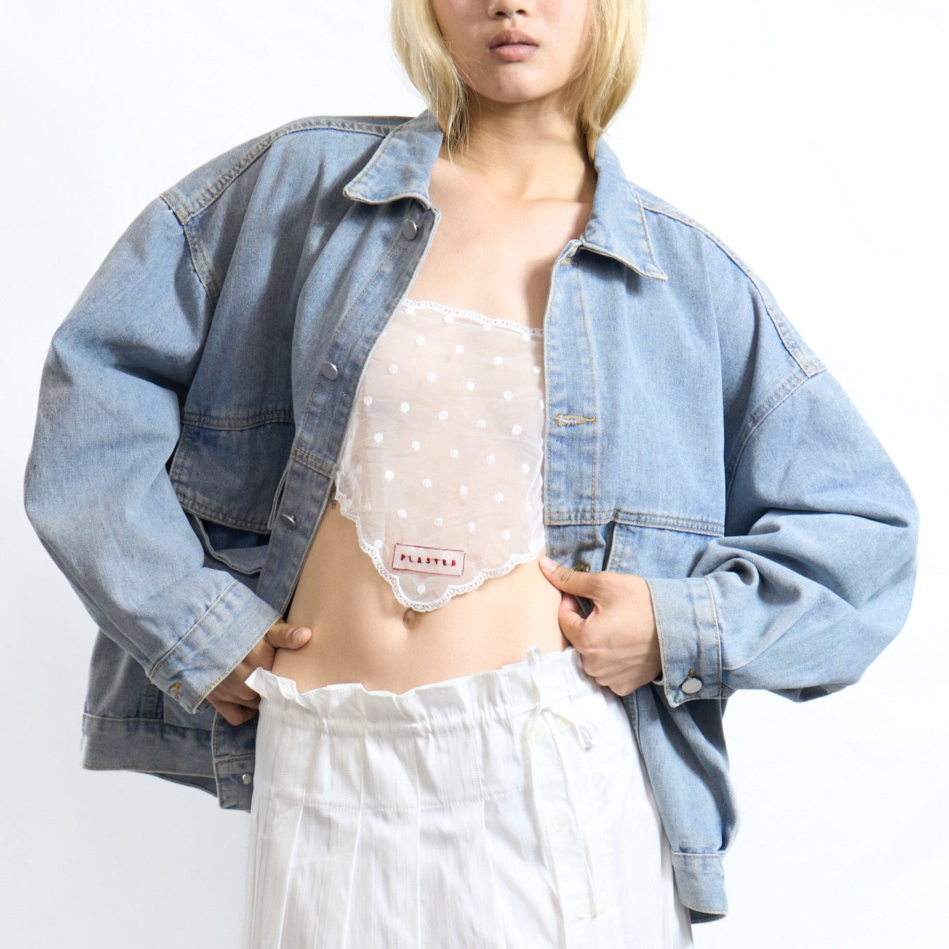 Tie-Back Mesh Scarf White