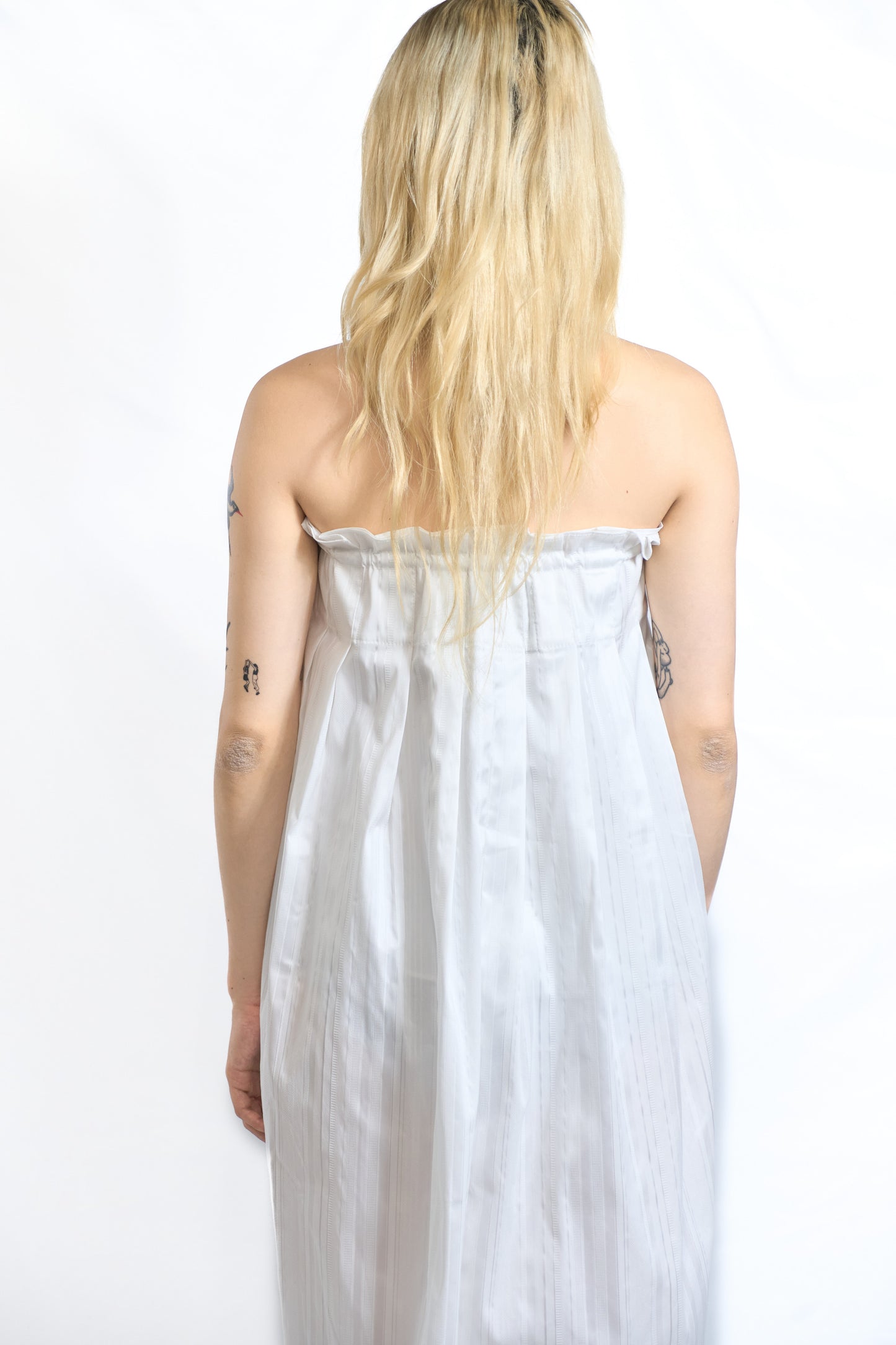 Asymmetric Button Pleated Skirt White