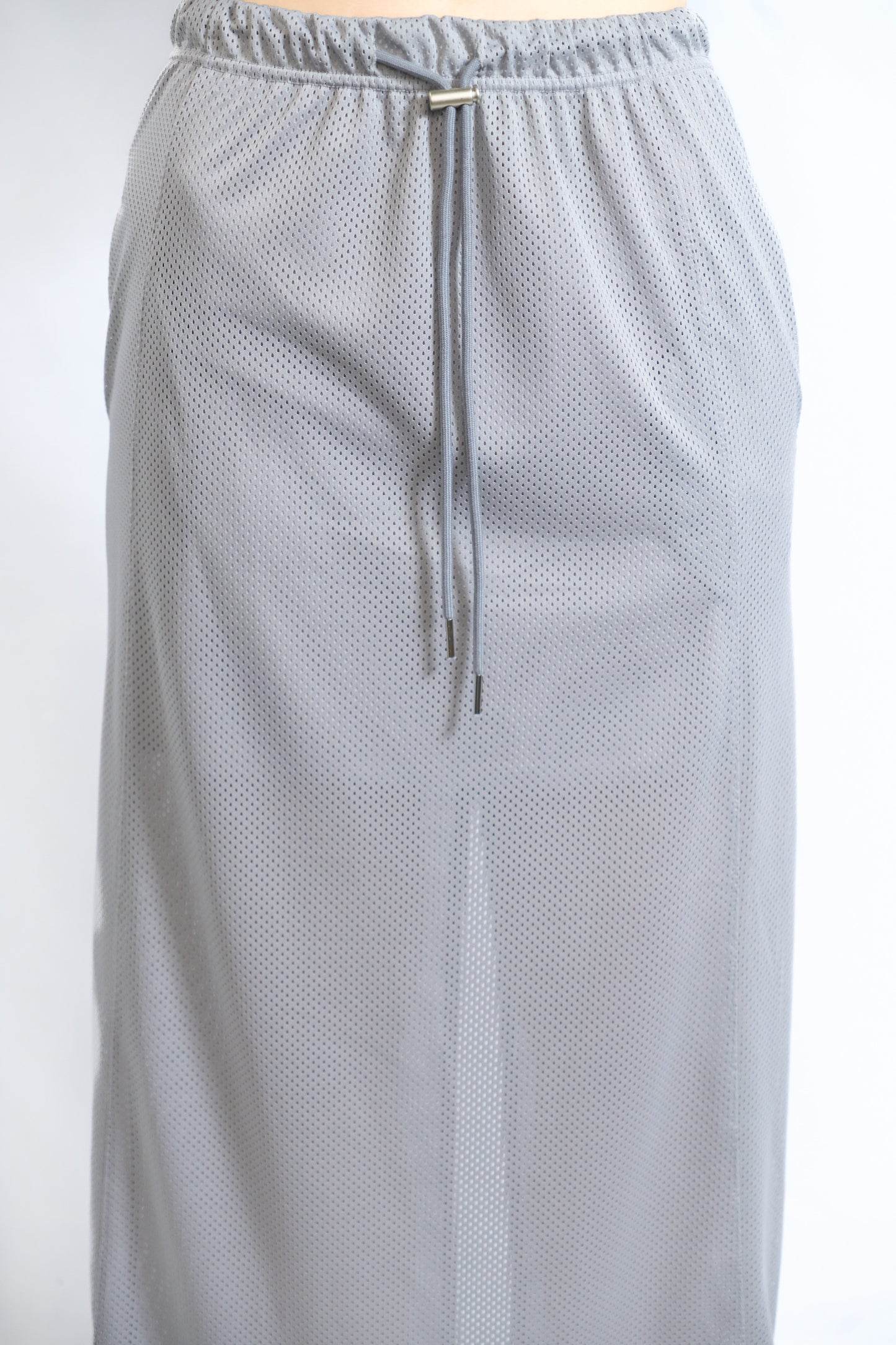 Sporty Mesh Drawstring Skirt Grey