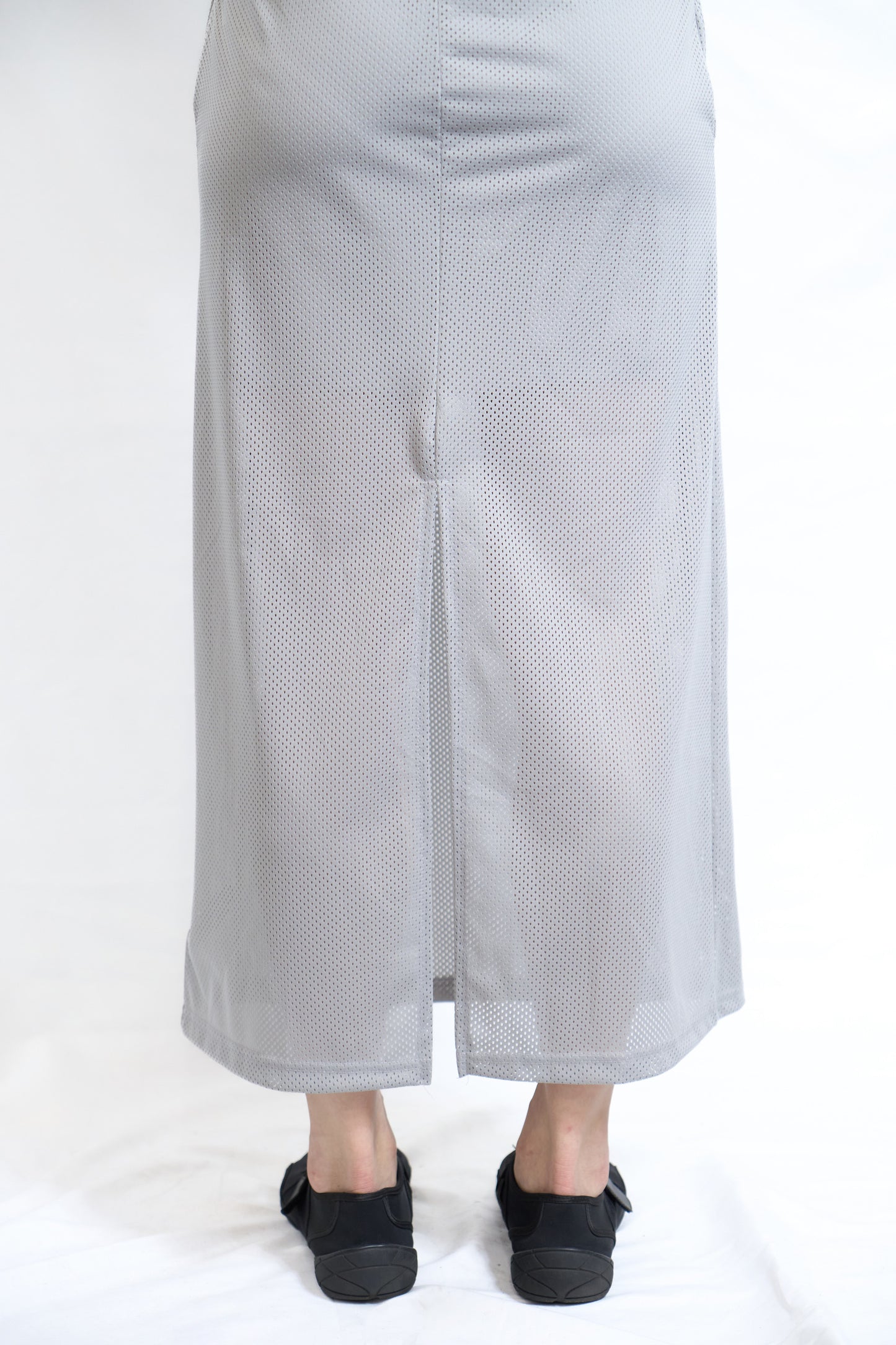Sporty Mesh Drawstring Skirt Grey