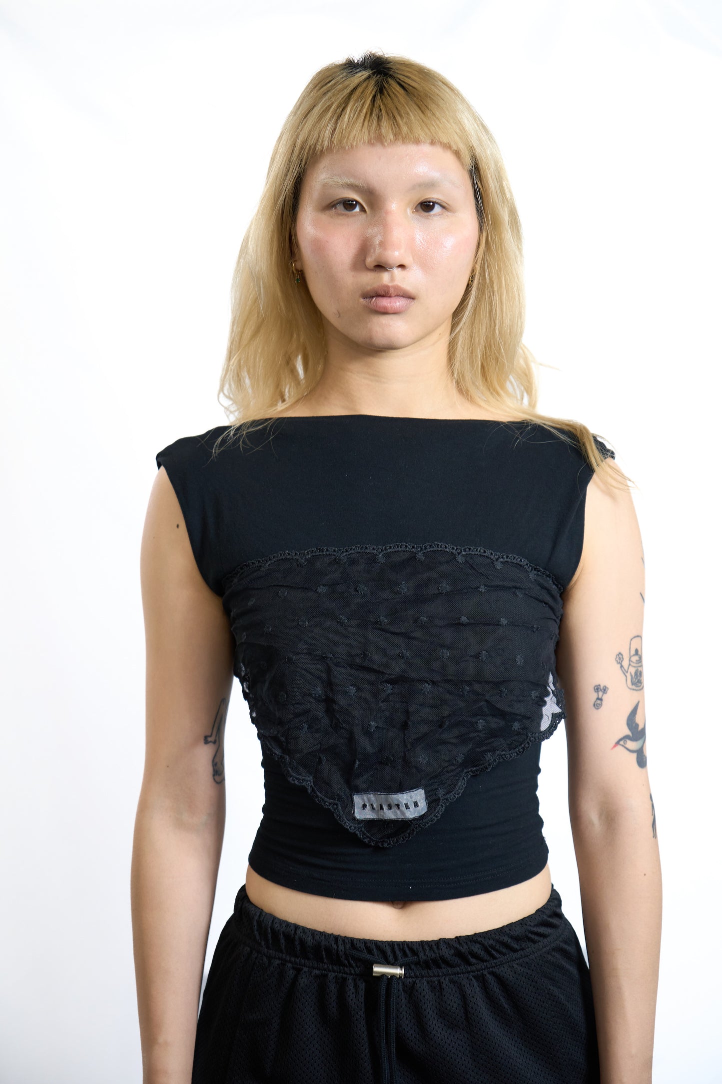 Tie-Back Mesh Scarf Black