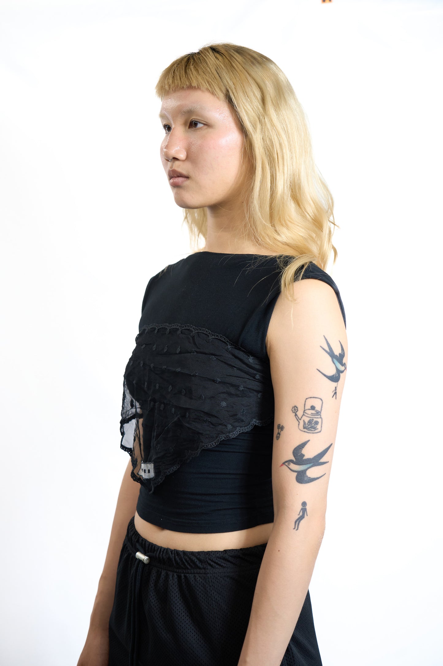 Tie-Back Mesh Scarf Black
