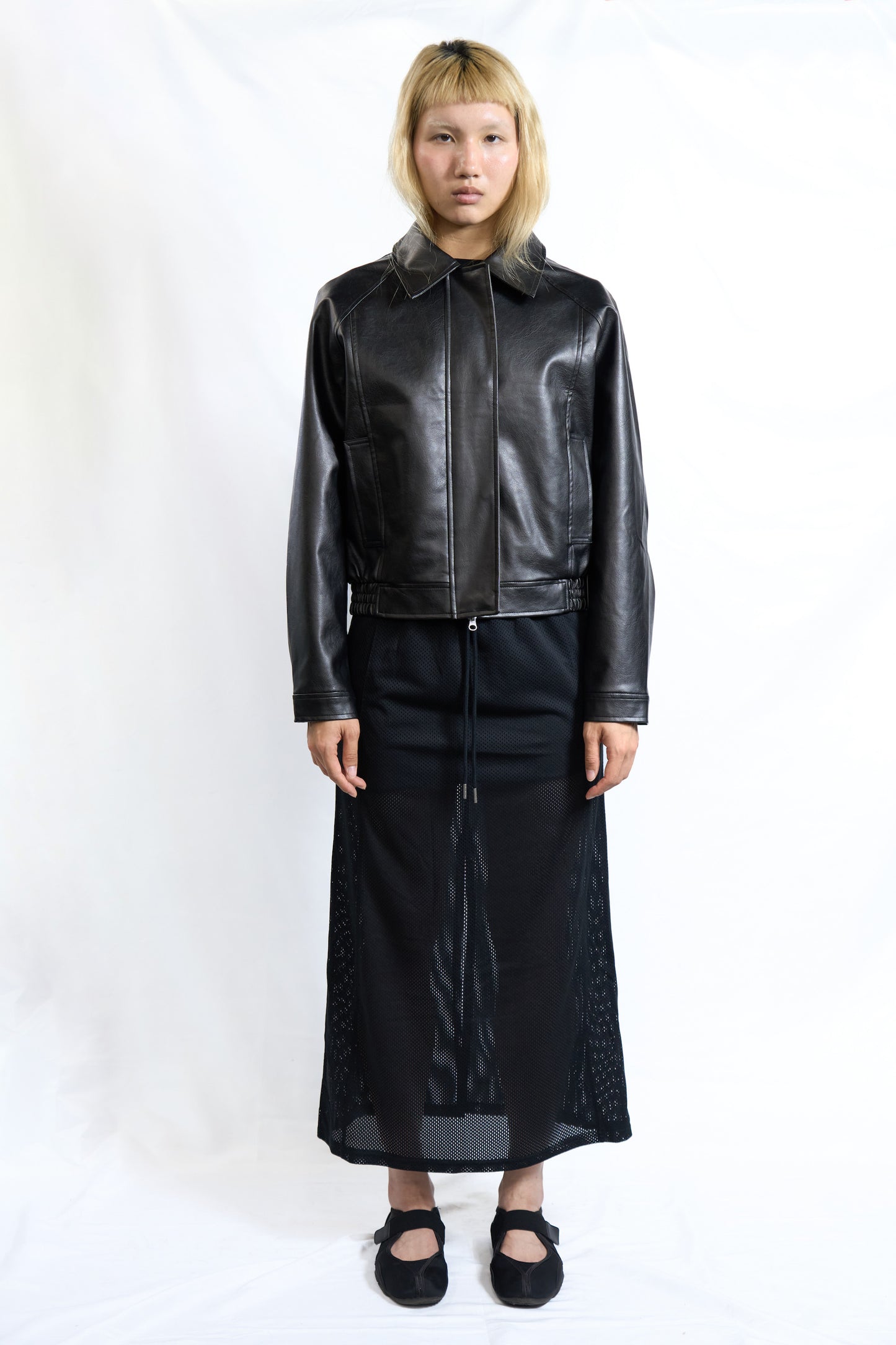 Faux Leather Blouson Jacket Black
