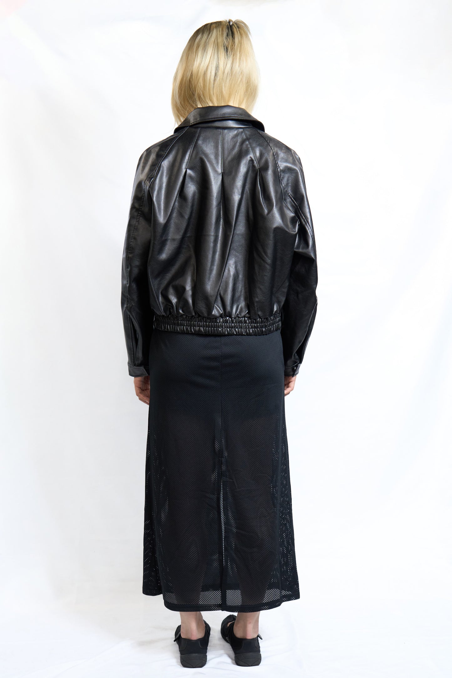 Faux Leather Blouson Jacket Black
