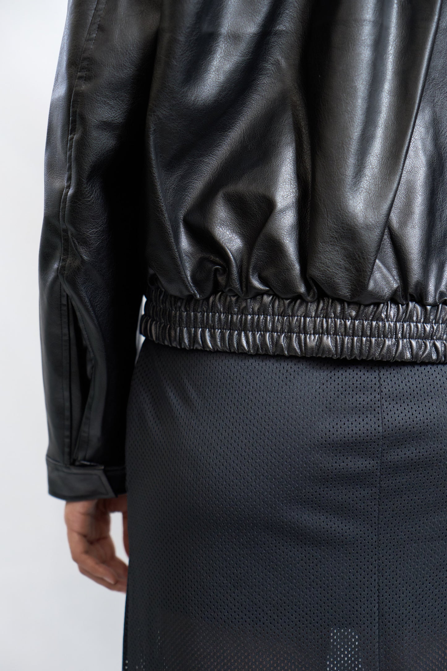 Faux Leather Blouson Jacket Black