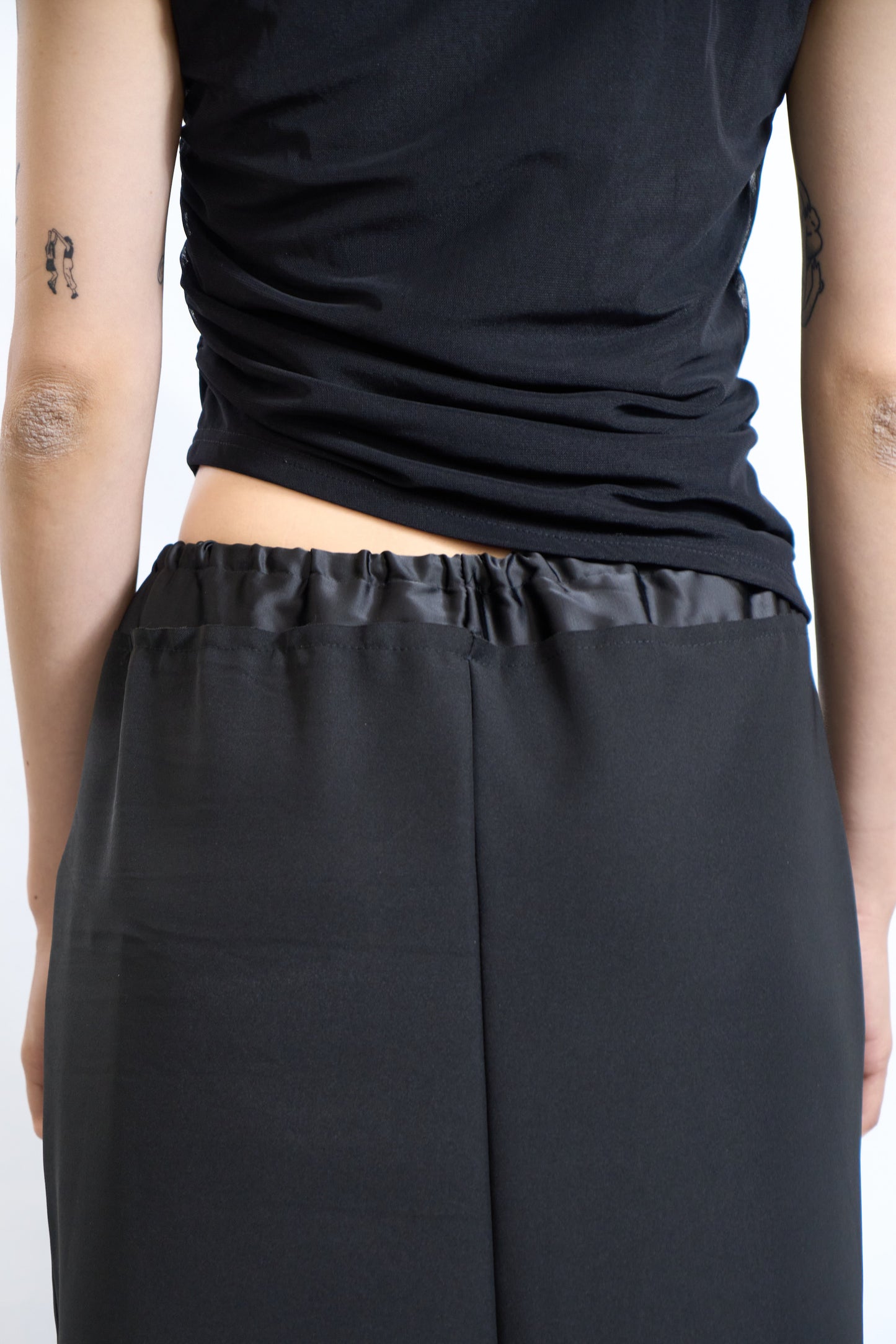 Draped Mesh Sleeveless Top Black