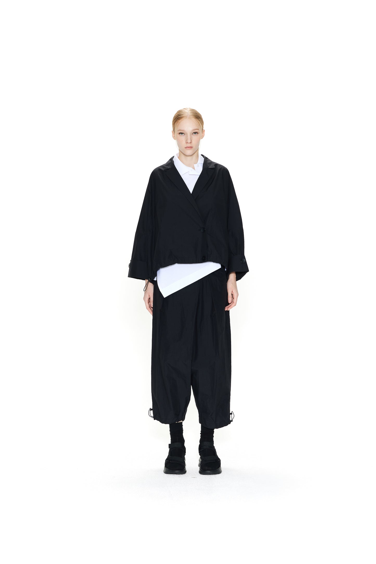 Recycled Nylon Wide Jacket Black
