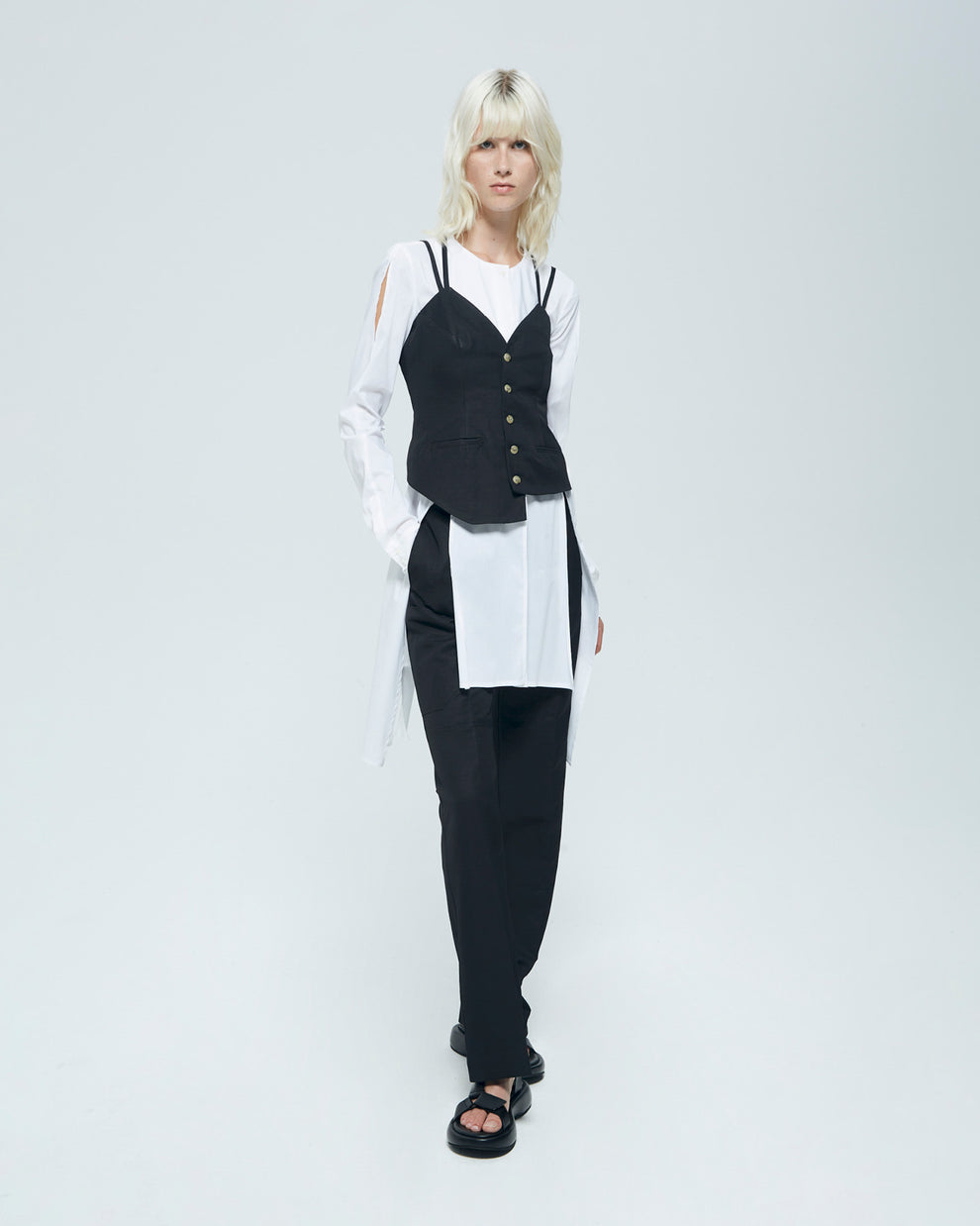 Shirt dress with slits white