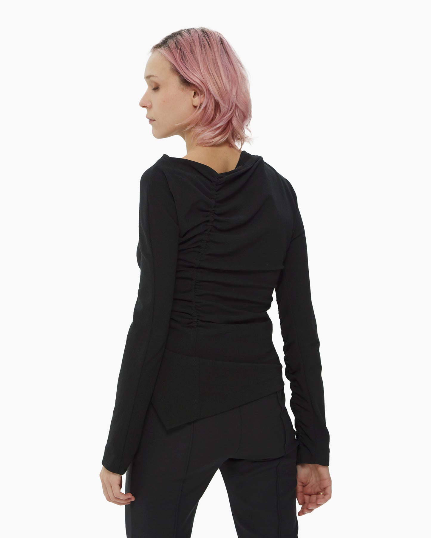 Draped long sleeve top