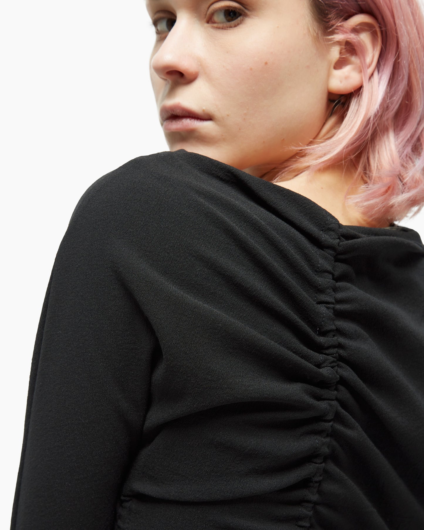 Draped long sleeve top