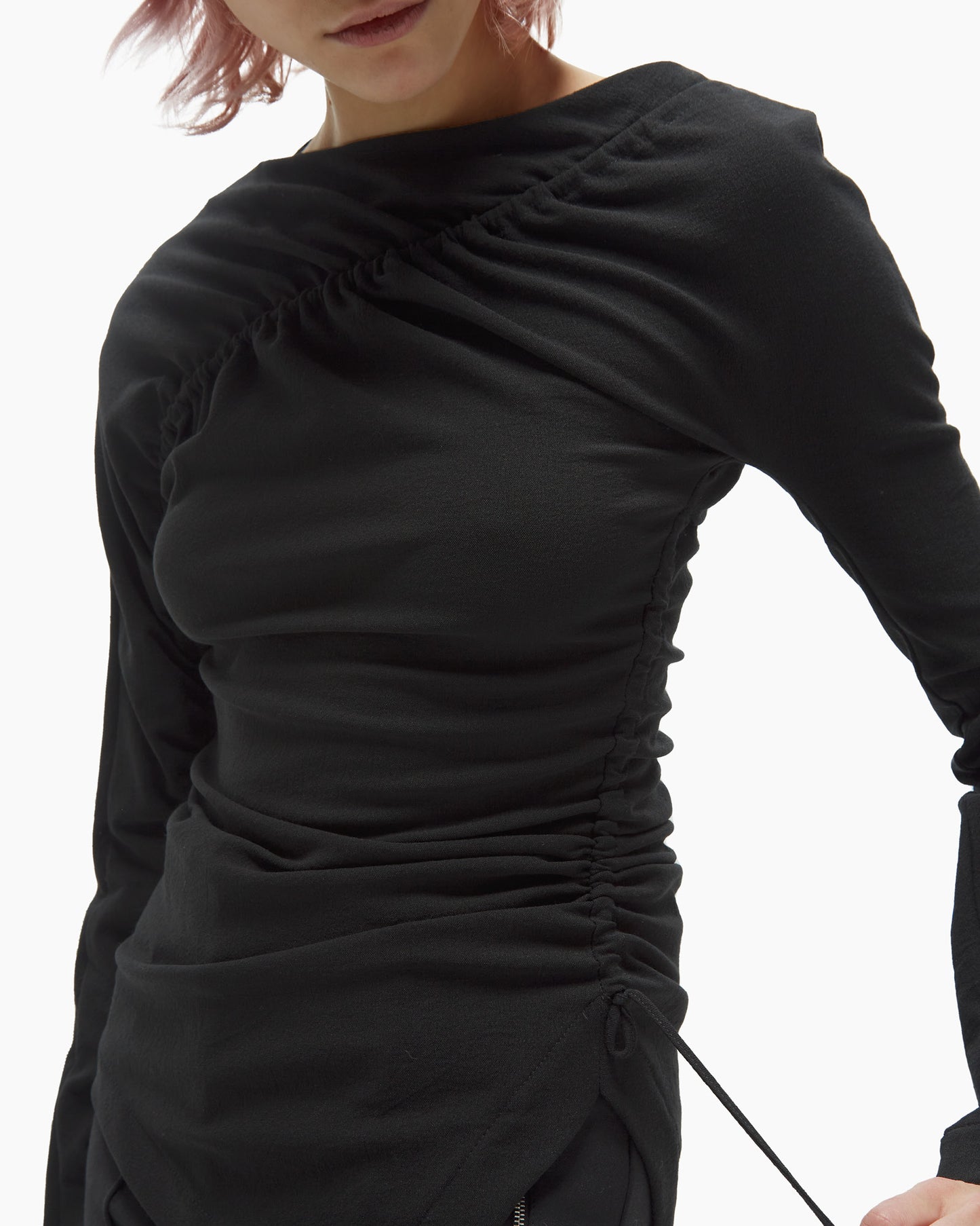 Draped long sleeve top