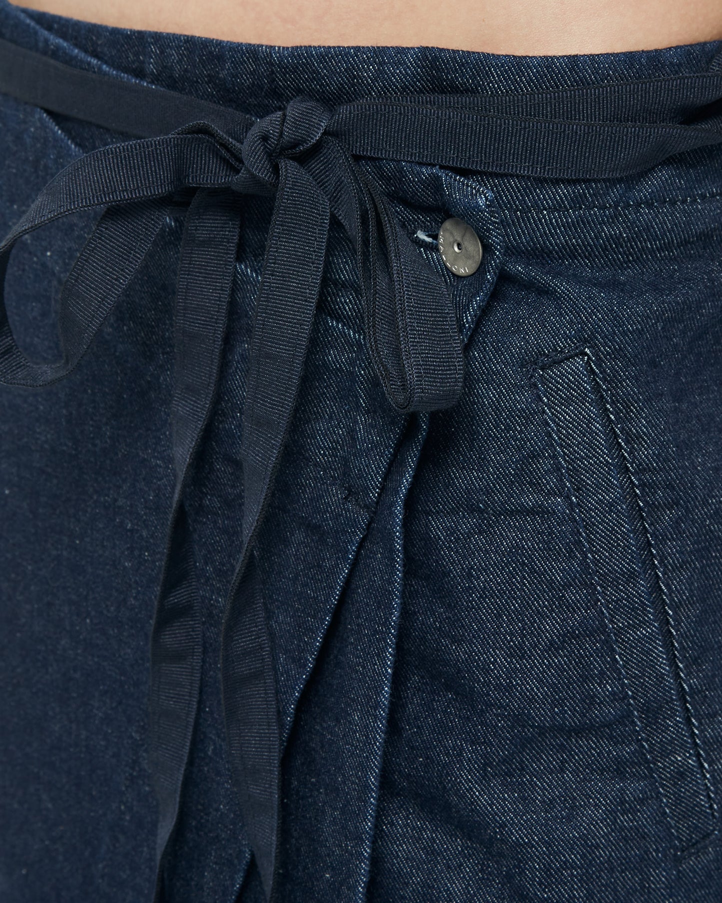 Long asymmetric denim skirt