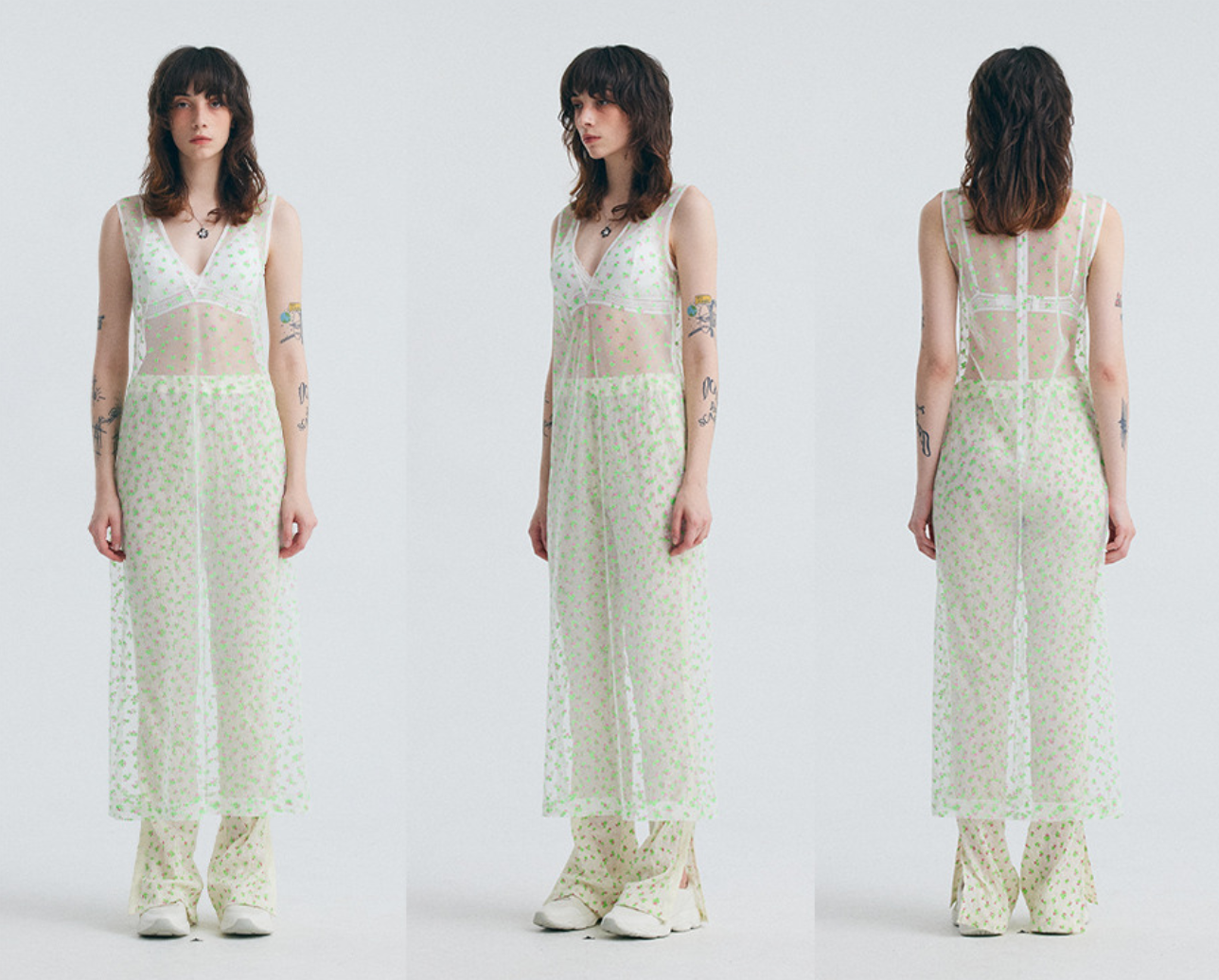 See through V-neck dress