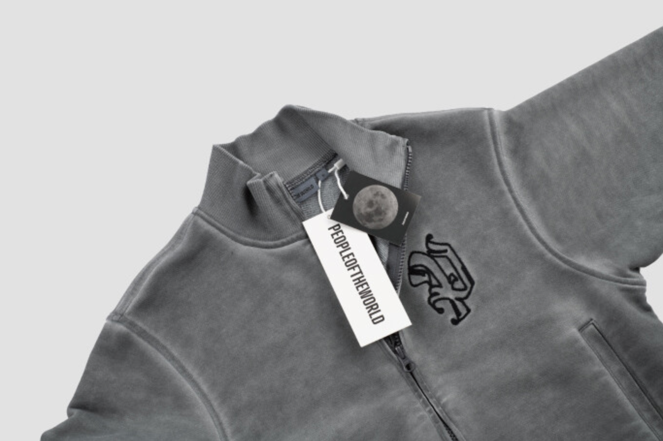 Signature luna garment washing zip-up charcoal