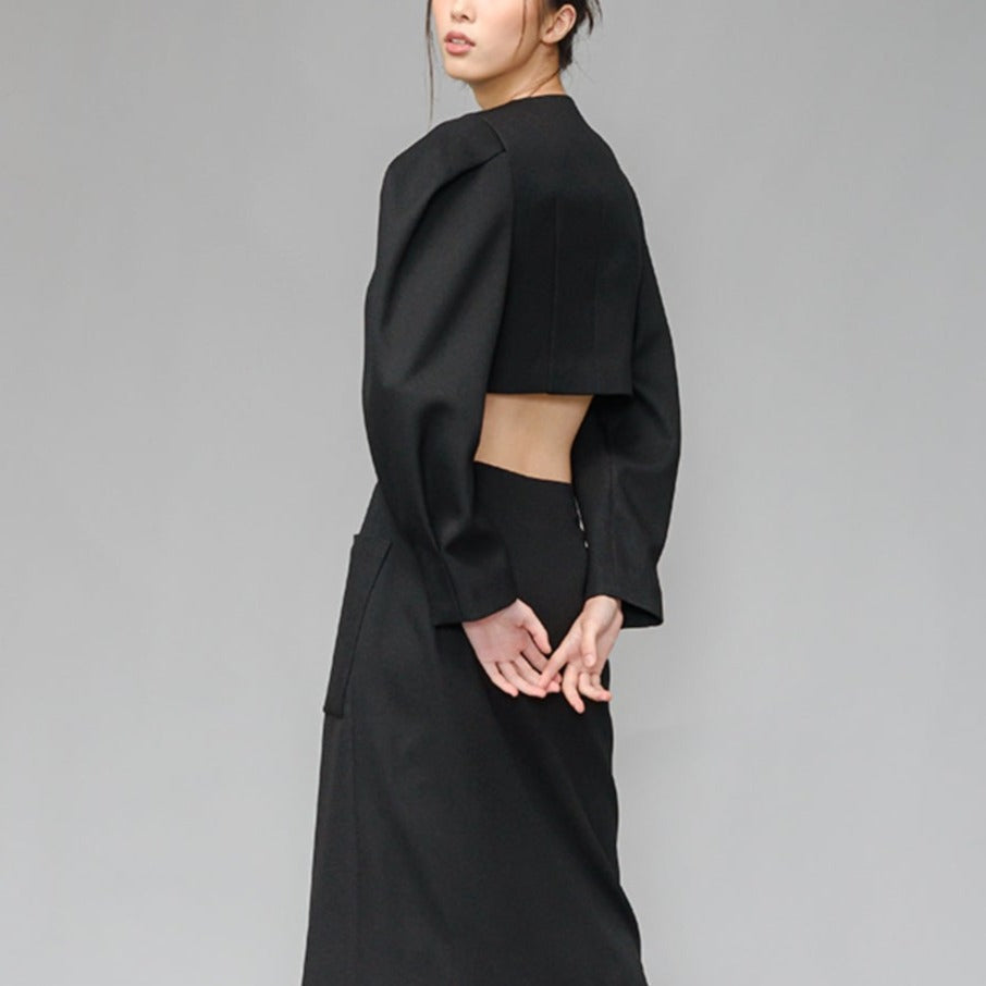 Black structure crop jacket