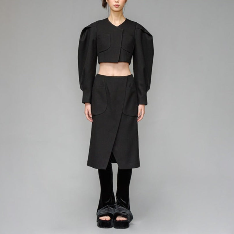 Black structure crop jacket