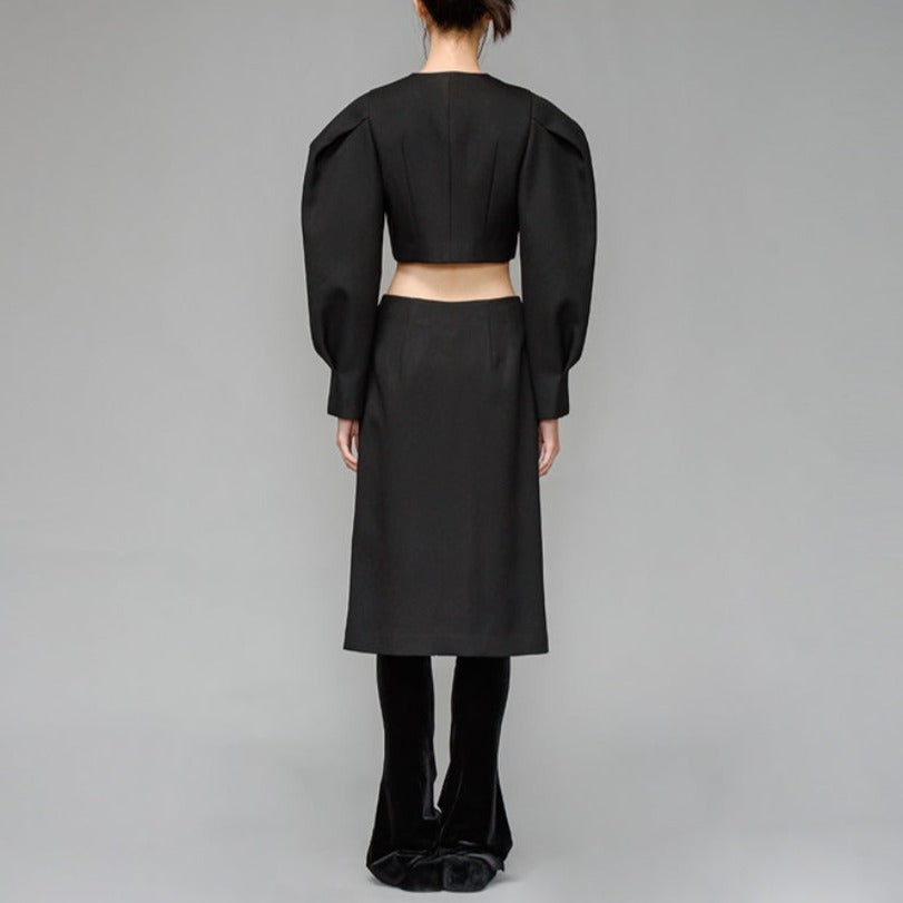 Black structure crop jacket