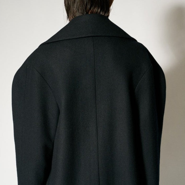 Dark navy structure signature avant-garde half coat