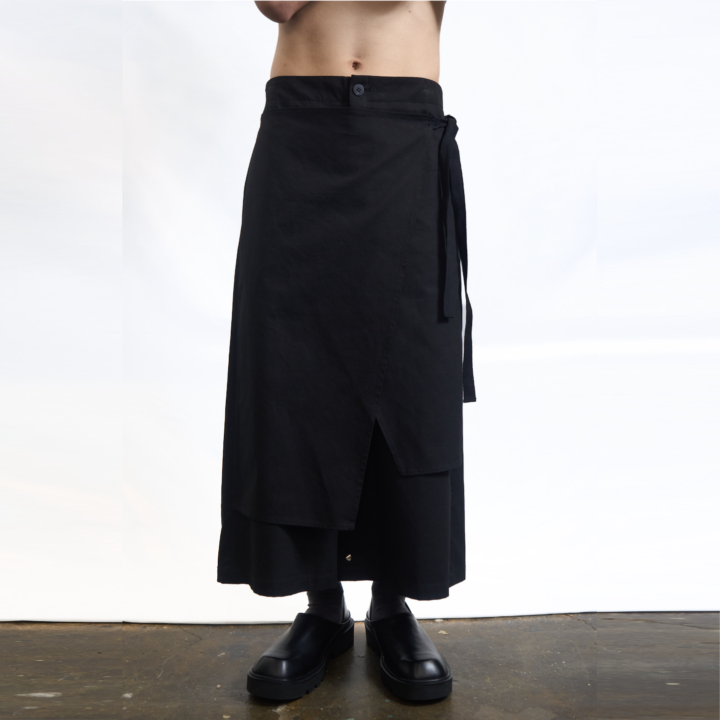 Wrap Front Wide-Leg Pants
