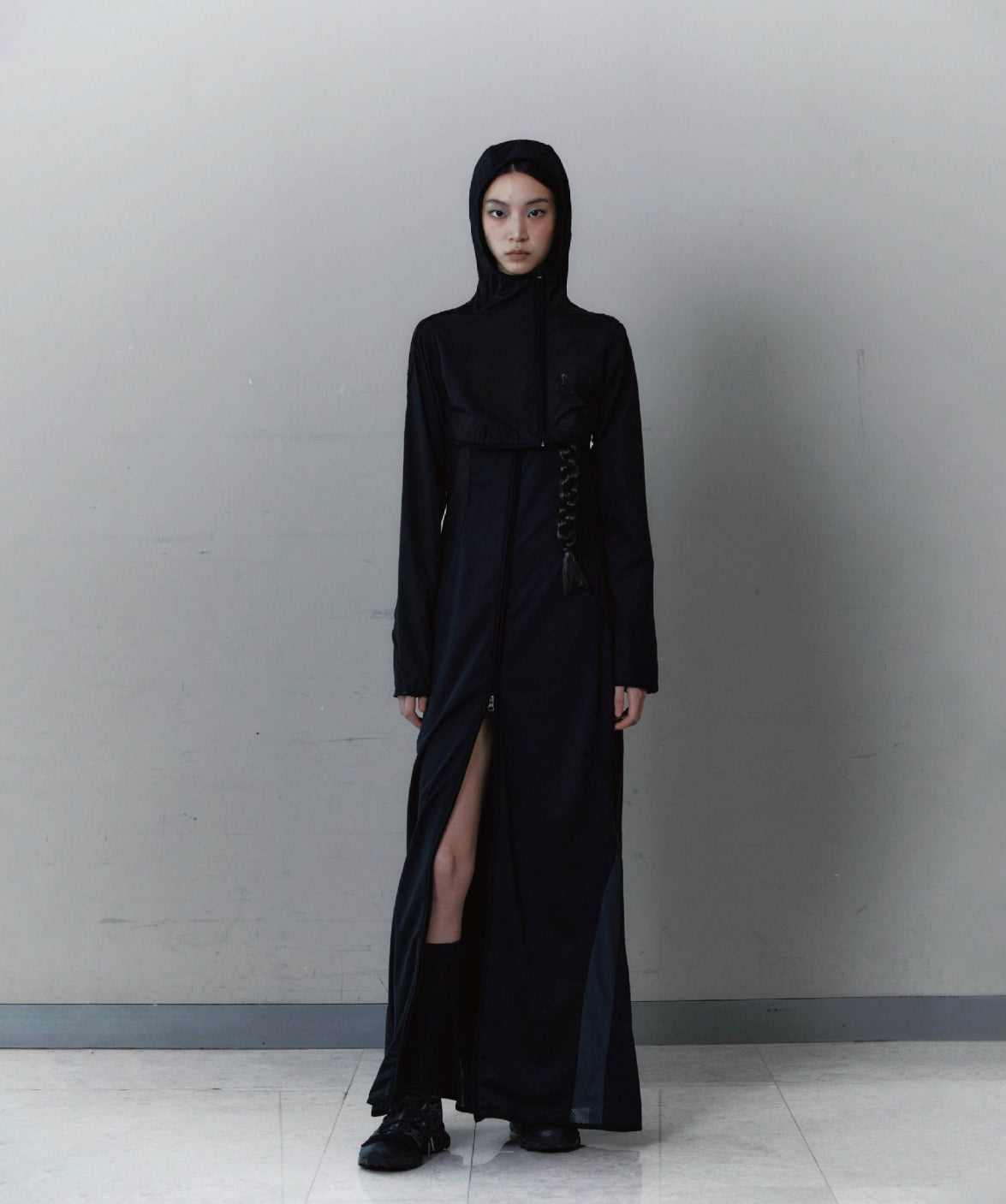 Hoodie bolero maxi 2-piece dress black